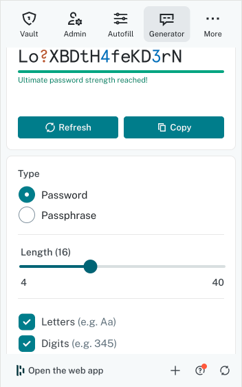 Dashlane browser password generator
